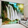 3D Turbulent Waterfall and Green Trees Printed Nature Scenery Decoration Custom Curtain