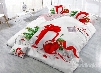 Christmas Gift Print Satin Drill 4-Piece White Christmas Duvet Cover Sets