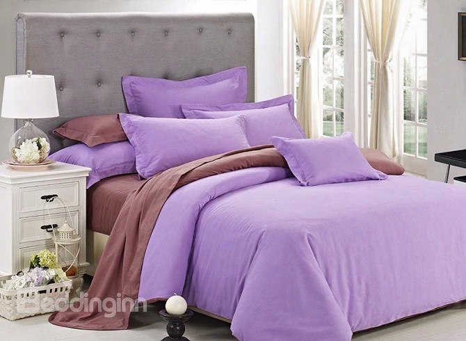 Refr Eshing Lilac 100% Cotton 4-piece Duvet Cover Sets