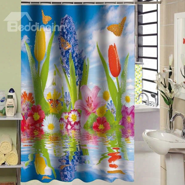 Resplendent Sea Of Flowers Design 3d Shower Curtain