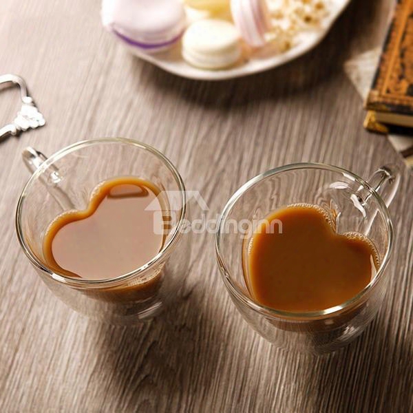 Romantic Heart-shaped 1-pair Glass Coffee Cups Gift Ideas