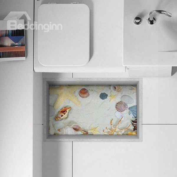 Sorts Of Seashells And Starfish Wter-proof Slipping-preventing Bathroom 3d Floor Sticker