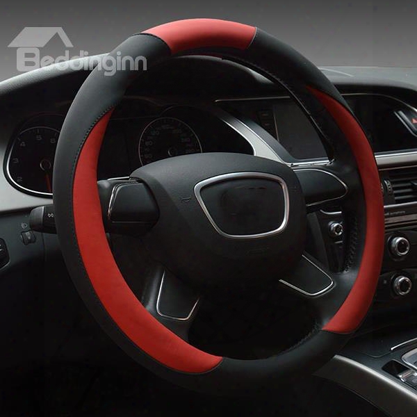 Stylish Curved Black And Red Universal Steering Wheel Cover