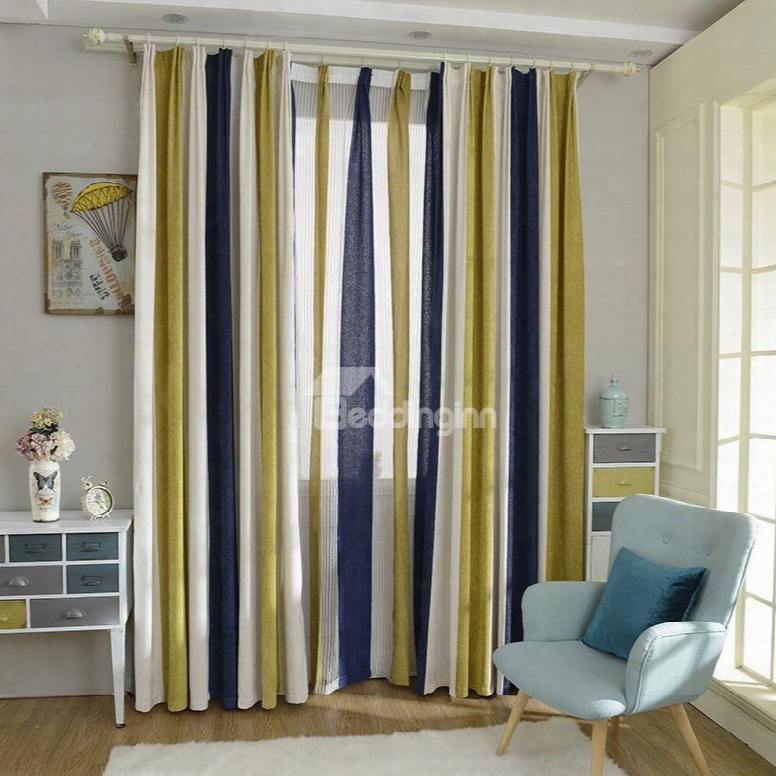 Stylish Stripes Light Blocking Double Pinch Pleat Curtain