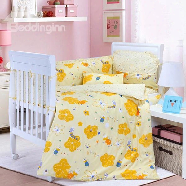 Super Cute Flowers And Bee 10-piece Crib Bedding Sets