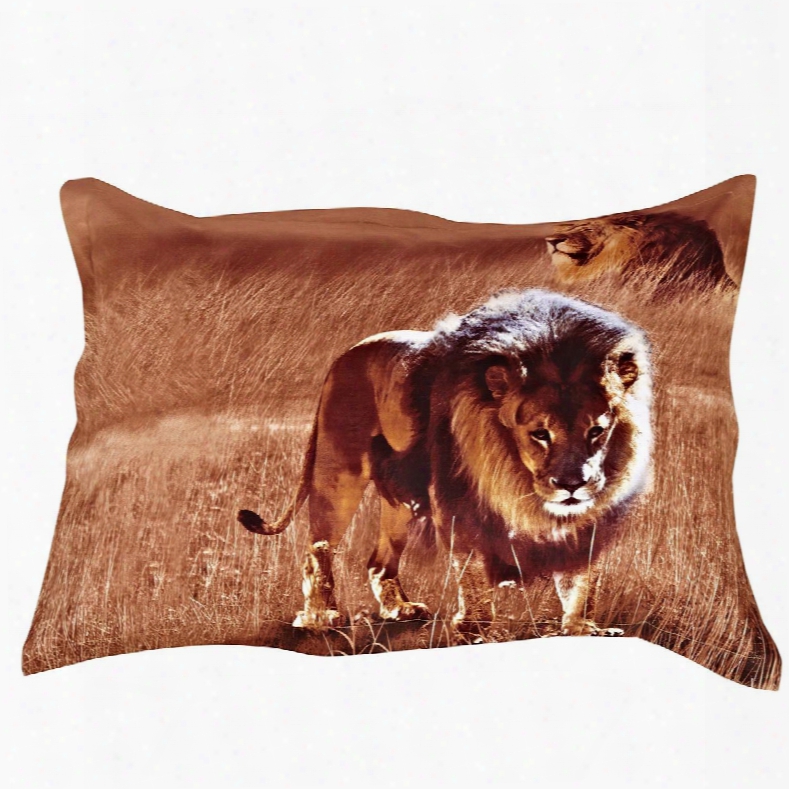 The King Of Grassland One Pair Cotton Pillowcases