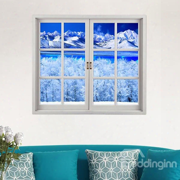 The Snowy Arctic Landscape Window View Removable 3d Wall Sticker