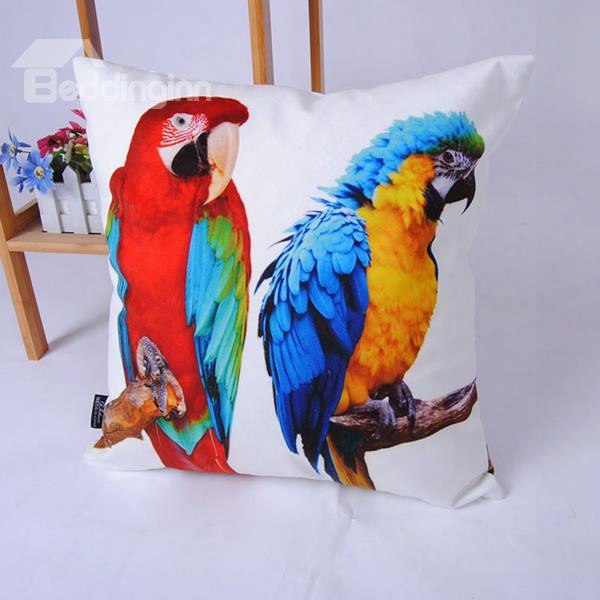 Top Grade Colorful Parrot High-definition Digital Printing Throw Pillowcase