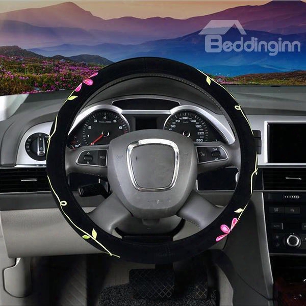 Traditional Chinese Embroidery Twin Flowers Steering Wheel Cover