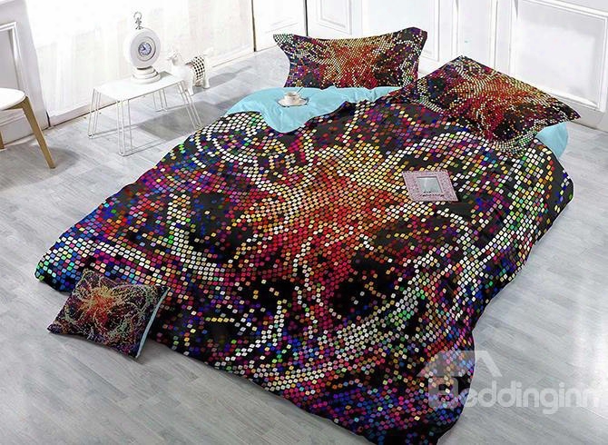 Unique Irregular Colorful Polka Dots Satin Drill 4-piece Duvet Cover Sets