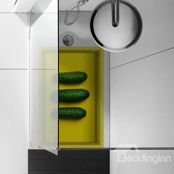 Unique Thres Cucumbers Slipping-preventing Water-proof Kitchen Bathroom 3d Floor Sticker