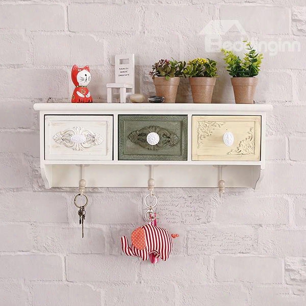 Versatile Functiobal Wall Shelf With Storage Drawer Wall Hook