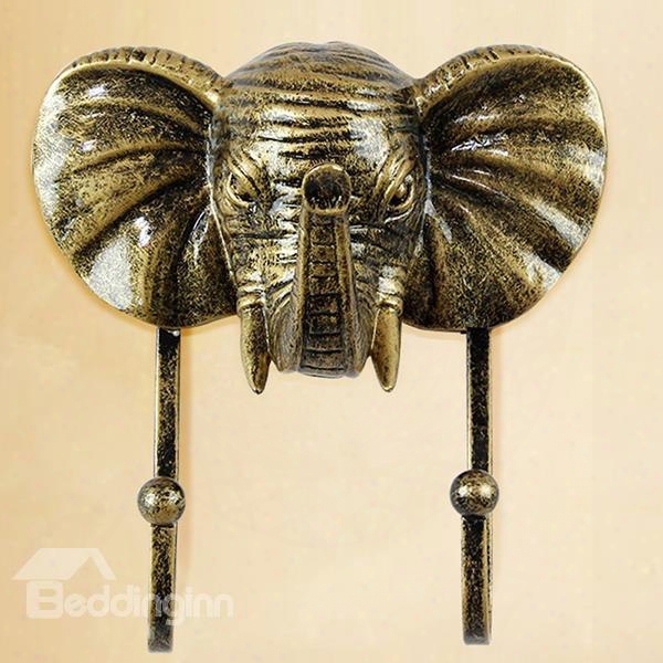 Vintage Decorative 3d Animal Design Elephant Head Resin 3-color Wall Hook