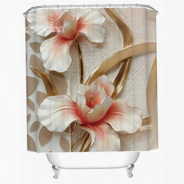 Vivid 3d Flower Design Thicken Shower Curtain