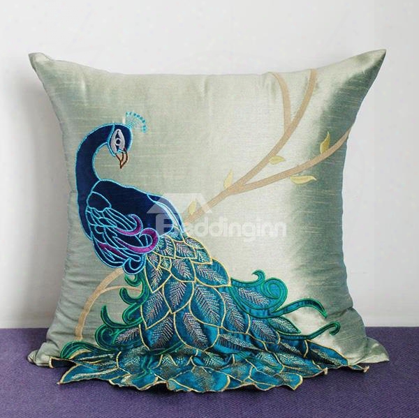 Vivid Peacock Printing Pp Cotton Filled Fully Throw Pillows