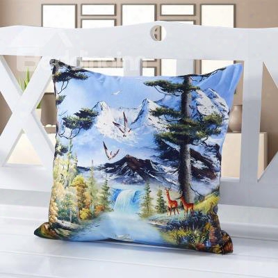 Vivid Snow Mountain 3d Digital Printing Throw Pillow