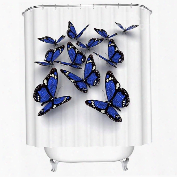 Vivid Thick Waterproof Butterfly Print 3d Shower Curtain