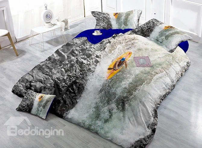 Water Rapids Printing S Atin Drill 4-piece Duvet Cover Sets