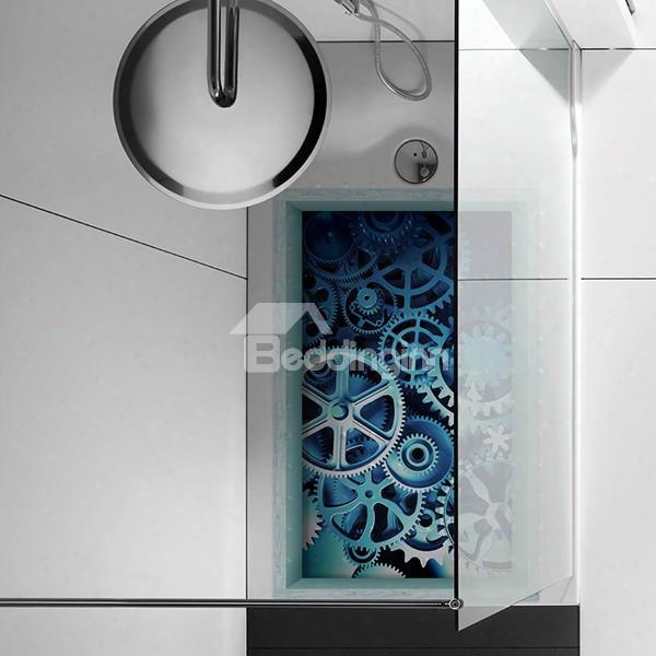 Wheels And Gears Slipping-preventing Water-proof Bathroom 3d Floor Sticker