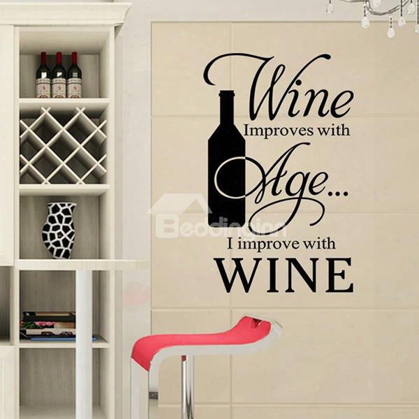 Witty Remark  On Wine Kitchen Removable Wall Sticker