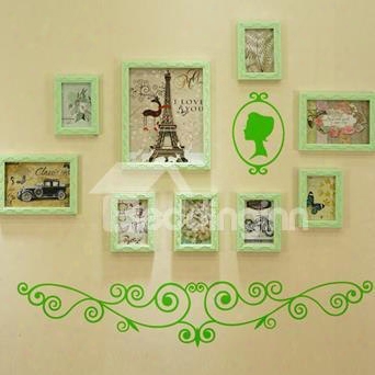 Wonderful 9-piece Wall Photo Frame Set With Free Wall Stickers