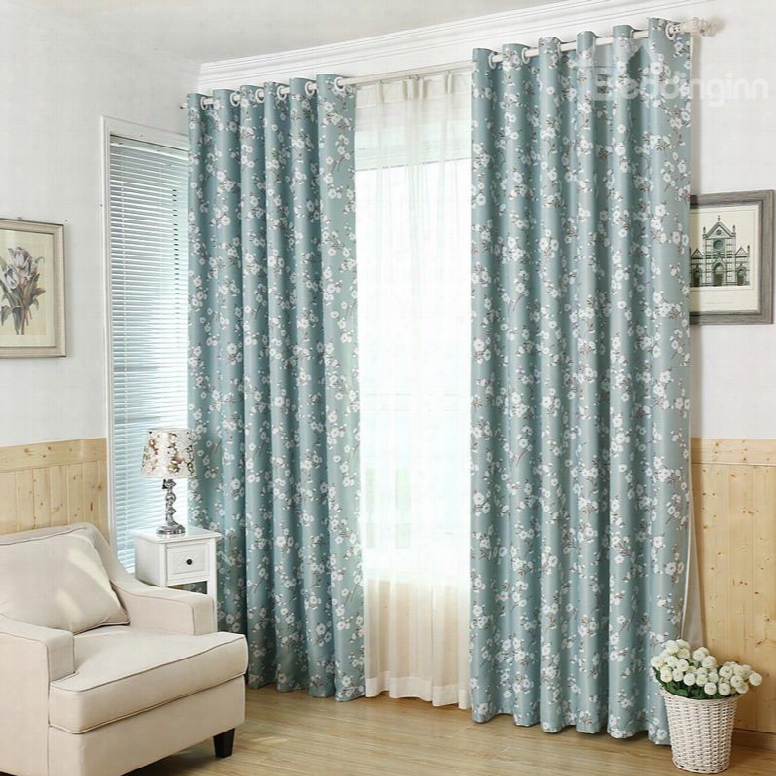 Wonderful Lovely Floral Pattern Grommet Top Curtain