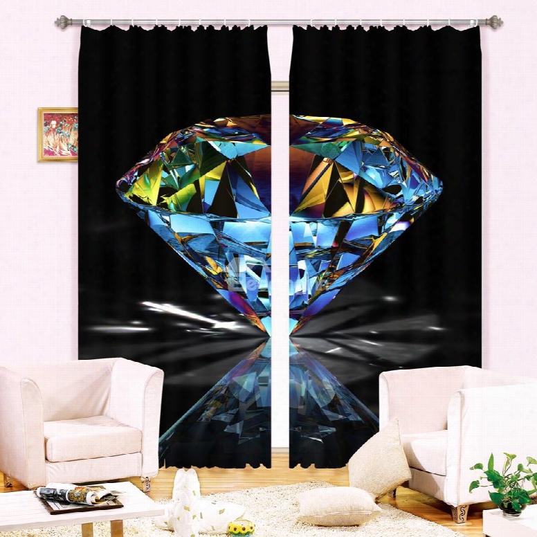 Won Derful Shining Diamond 2 Pieces Decorative Custom 3d Curtain For Living Room