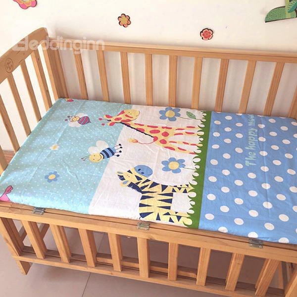 100% Cotton Zebra And Giraffe Print Baby Crib Fitted Sheet