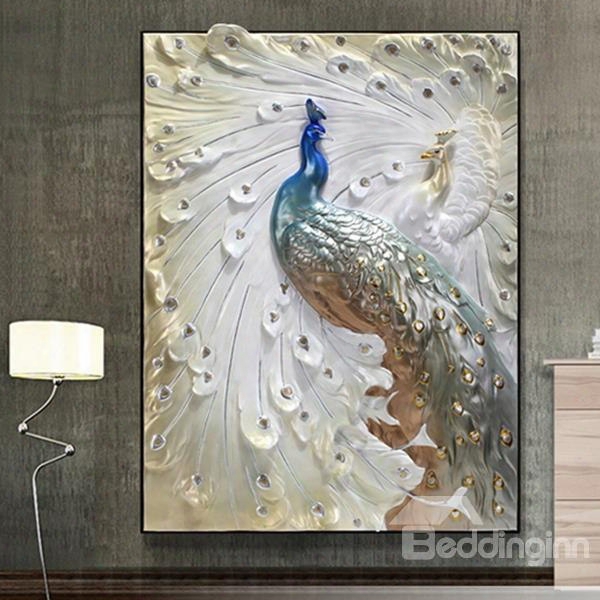 24␔31in 3d Peacock Printed Hanging Canvas Waterproof And Eco-friendly Framed Prints