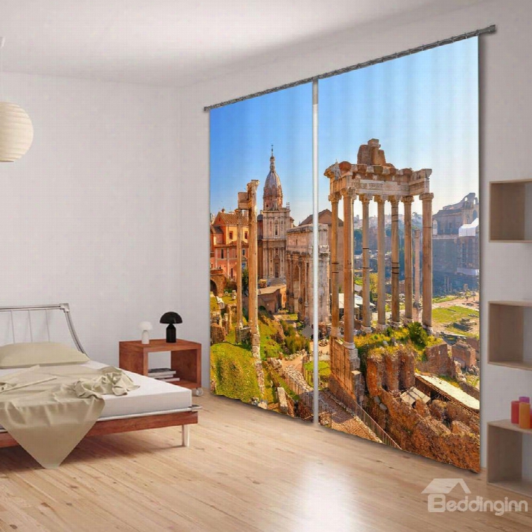 3d Ancient Rome Scenic Spot Printed Living Room Custom Blackout Curtain
