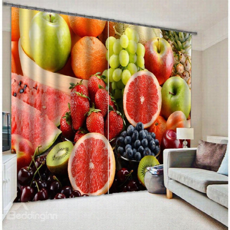 3d Reactive Printing Two Panels Polyester Curtain