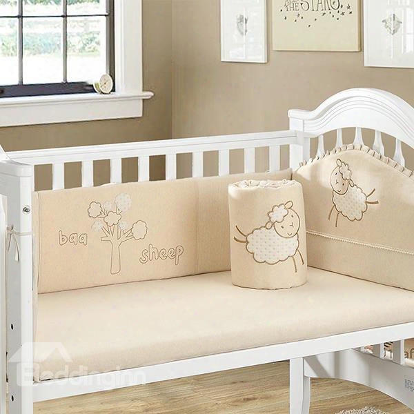 Adorable Little Sheep Pattern 4-piece Crib Bedding Set