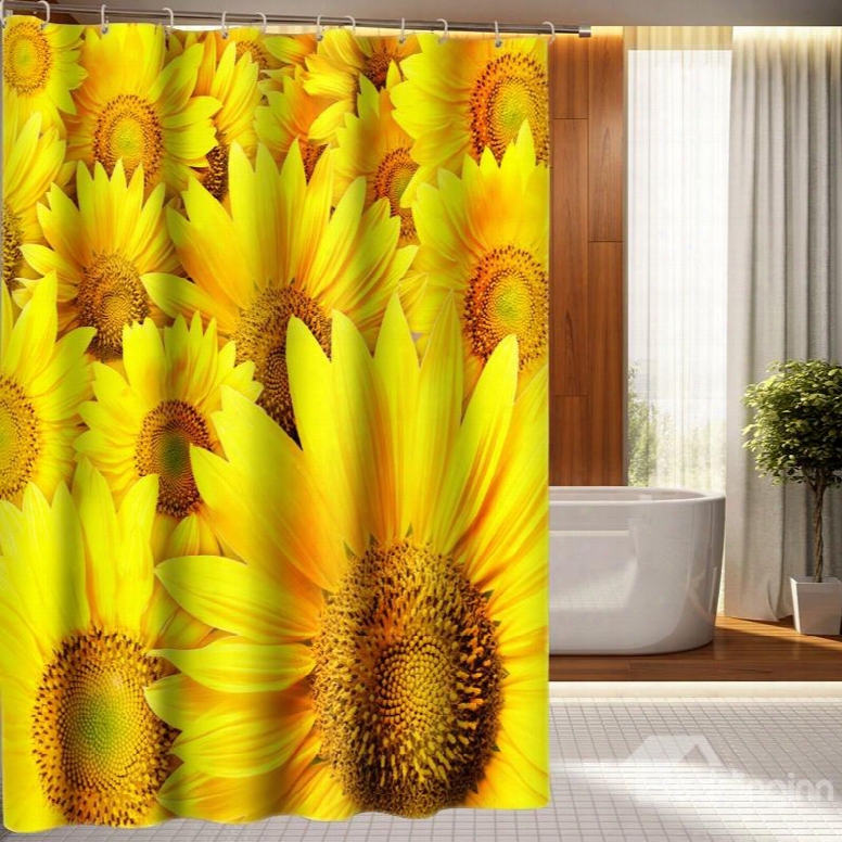 Amazing Fashionable Sunflower 100% Polyester 3d Shower Curtains