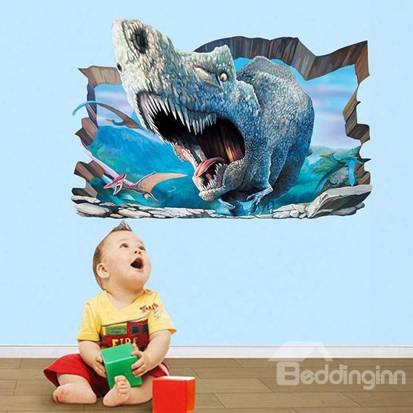 Amazing Fierce Rhino Breaking Throug Wall 3d Wall Sticker