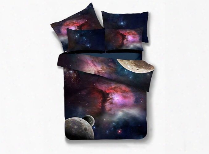 Attractive Colorful Galaxy Print Polyester 4-piece Duvet Cover Sets
