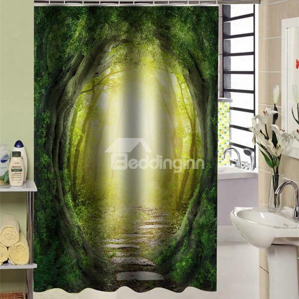 Attractive Llusional Woodland Path 3d Shower Curtain