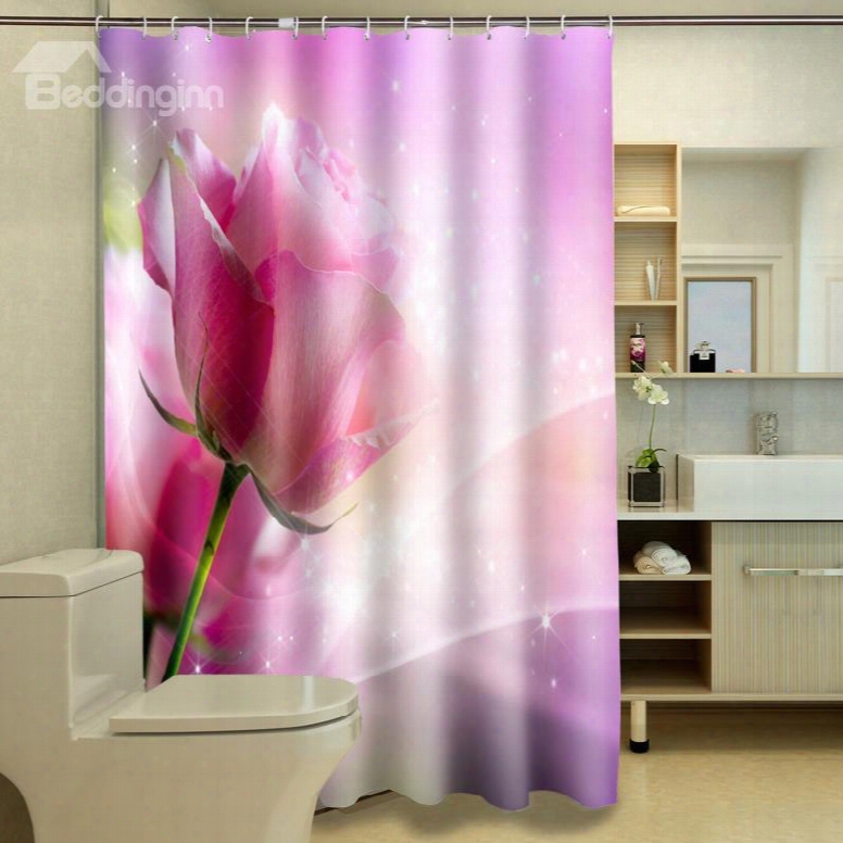 Beautiful Romantic Rose Print 100% Polyester 3d Shower Curtain