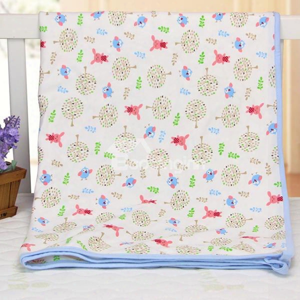 Bird And Rabbit Pattern 100% Cotton Baby Crib Sheet