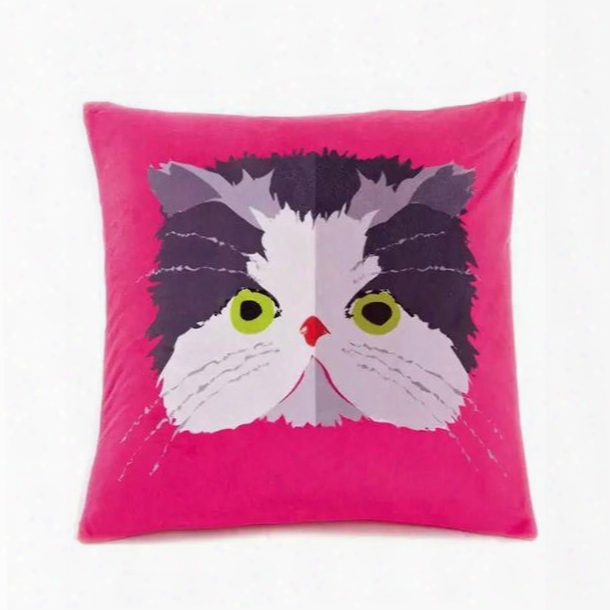 Cartoon Big Face Cat Paint Throw Pillow Case