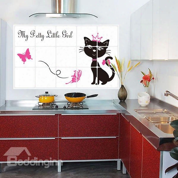 Cartoon Cat Pattern Kitchen Hearth Removable Wall Sticker