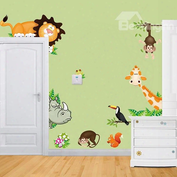 Cartoon Zoo Animal Nursery/kids-room Wall Sticker