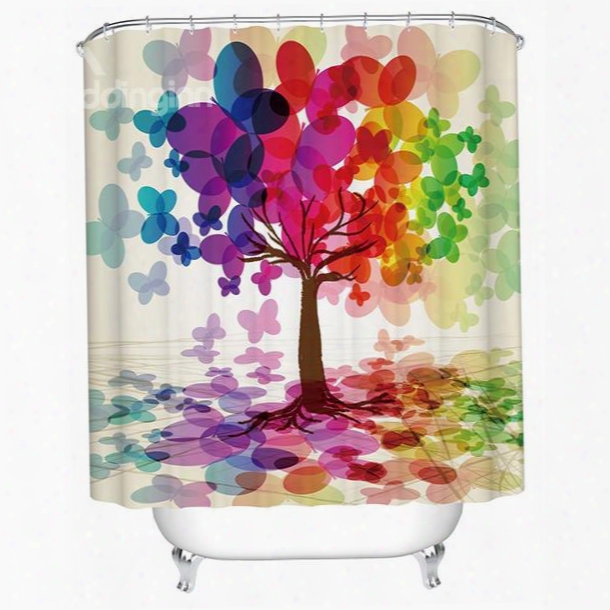 Charming Creative Design Colorful Leaf Tree 3d Shower Curtain