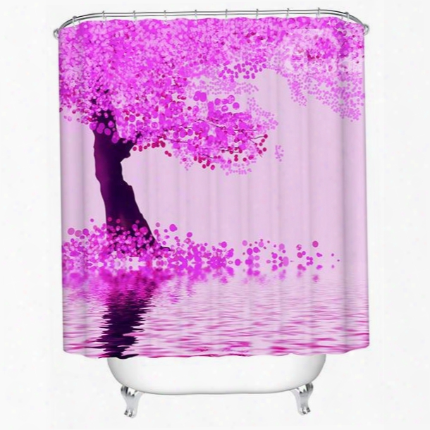 Charming Elegant Pink Tree 3d Shower Curtain