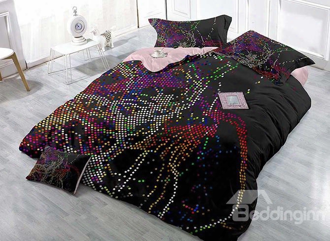 Chic Abstract Colorful Dots Satin Drill 4-piece Duvet Cover Sets