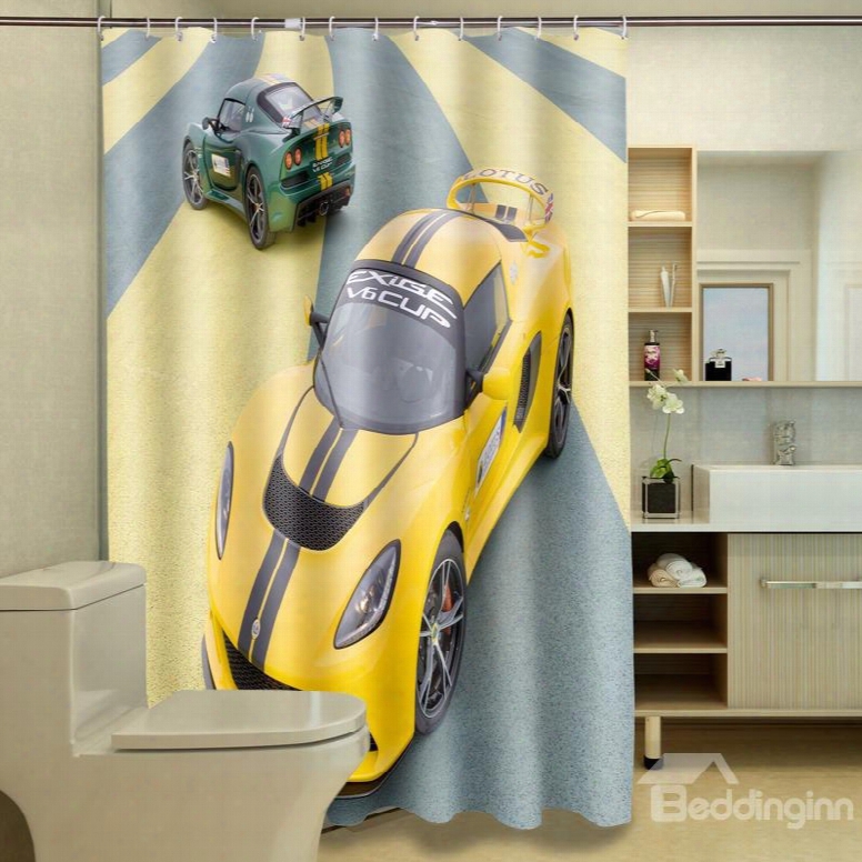 Chic Modern Luxurious Vehicle Image Dacron 3d Shower Curtain