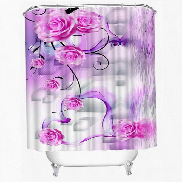 Cirrus And Roses Print 3d Shower Curtain