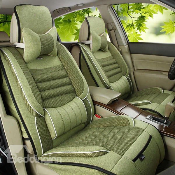 Classic Style Comfy Linen Material Universal Fit Five Car Seat Cover