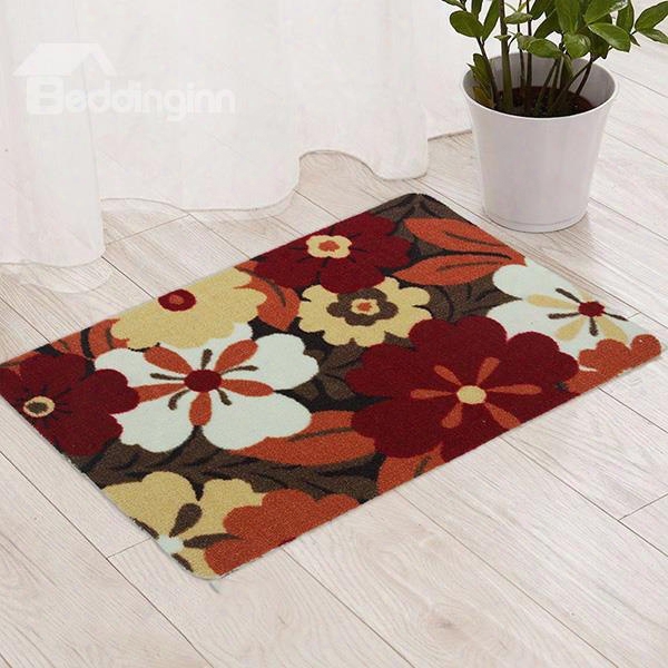 Colorful Flowers Pattern Bedroom Living Room Anti-slipping Doormat