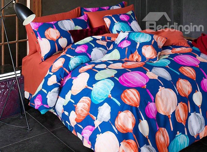 Colourful Lanterns Cotton 4-piece Duvet Cover Sets