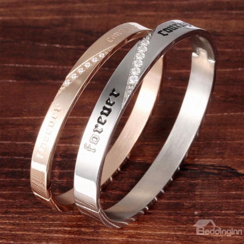 Couples' Fashion Diamante Titanium Steel Bangle